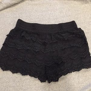 Black lace layered shorts . Large but medium fit